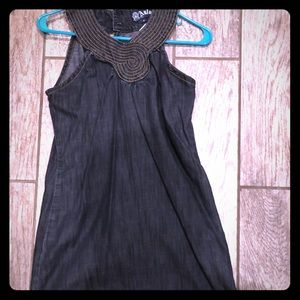 Dark Denim Mini Dress, Zipper Back